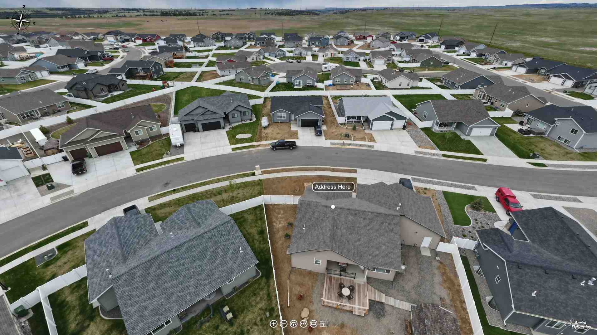 360° tour viewpoint above a residential street